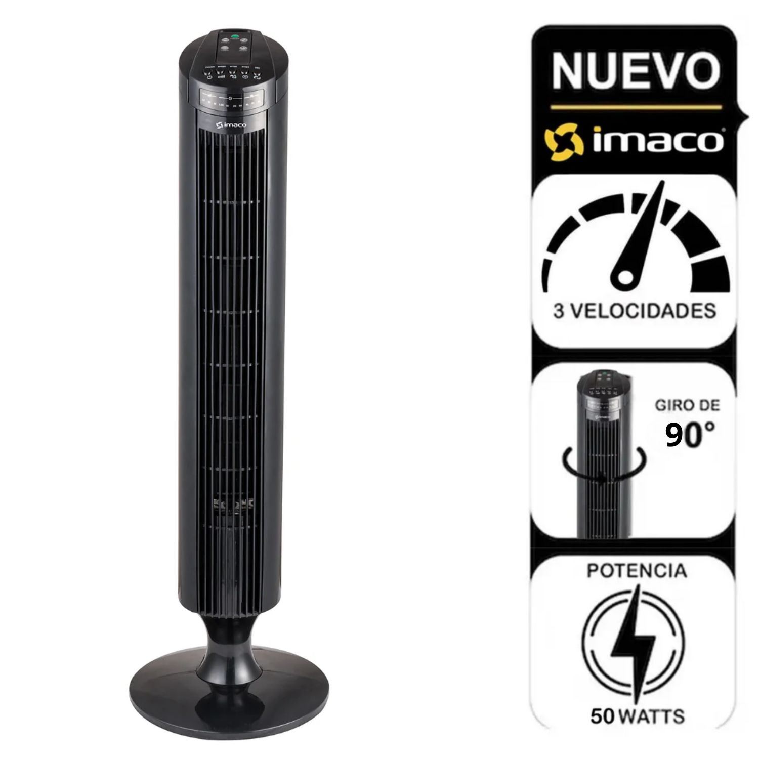 Ventilador de torre Imaco TF3645 con control remoto Negro